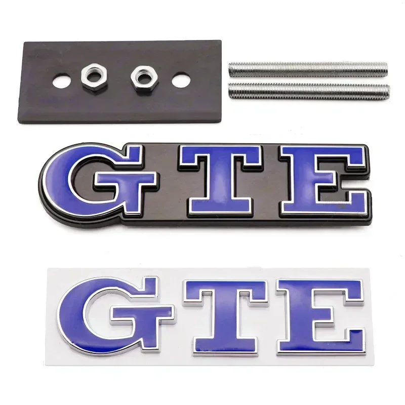 3D Metal Blue GTE Letter Rear Trunk Front Grille Car Emblem Badge Sticker Decal For VW Golf 7 GTE MK7 5 7.5 8 Passat Accessories