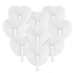 12/24/36/48/120pcs White Paper Folding Fans Heart-Shaped Round Fans Party Gift for Guest Anniversary Birthday Wedding Decoration