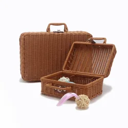 Cosmetics Sorting and Storage Box Woven Handbag Wedding Gift Box Accompanying Hand Gift Box Rattan Woven Storage Basket