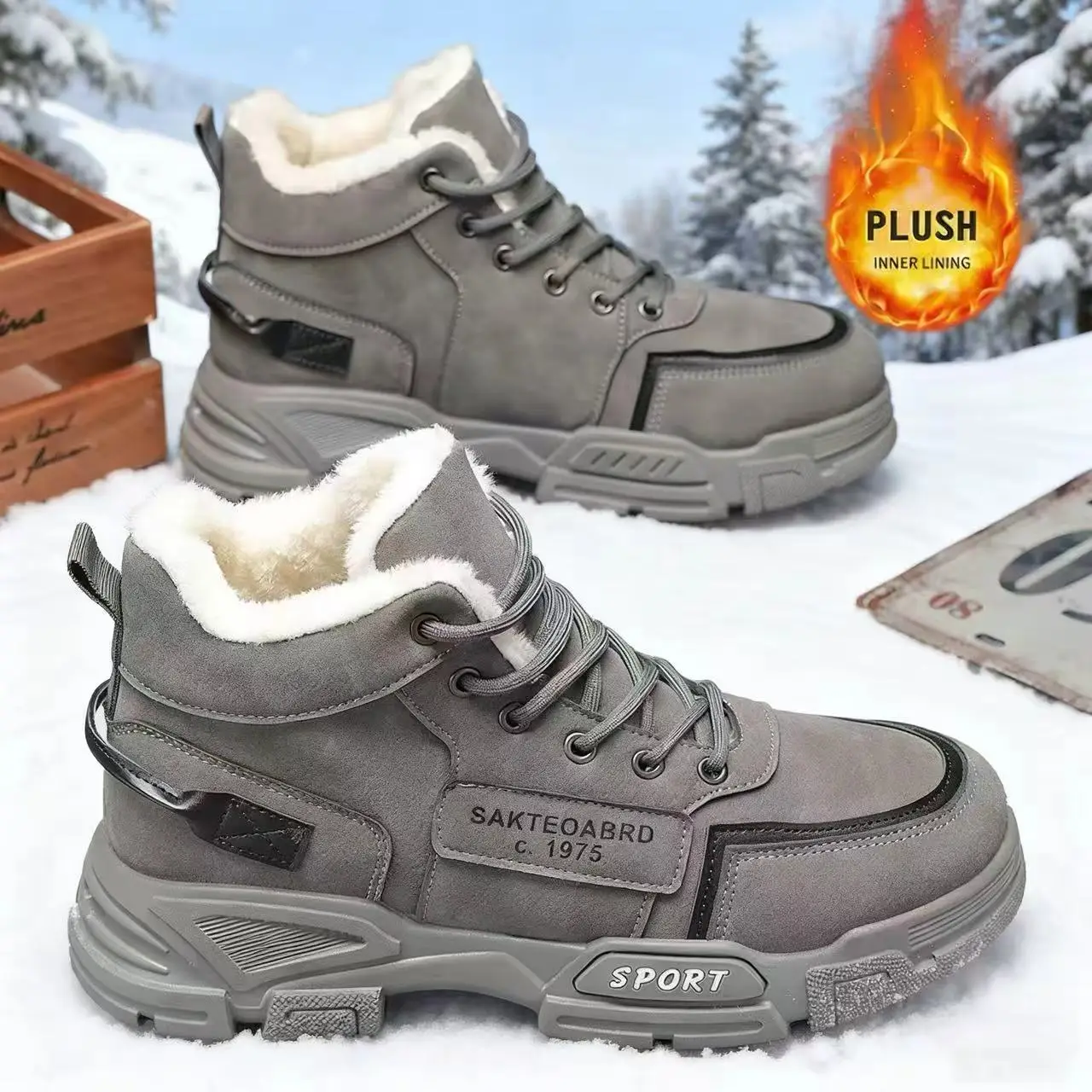 Men's Snow Boots, Suitable for Winter Wear, Men's Shoes, Mid-Calf, Comfortable Interior, Stylish Upper, Excellent Warmth and Wea