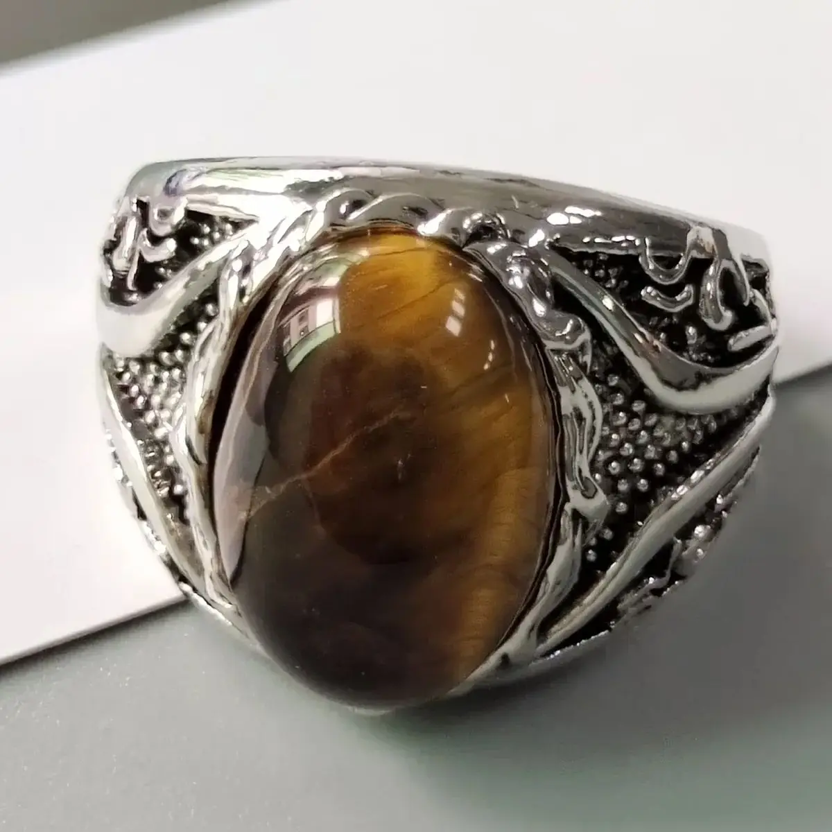  Popular  Ring for Men Network Turkish Double Swords Oval CZ Stone Punk Party Wholesale Jewelry