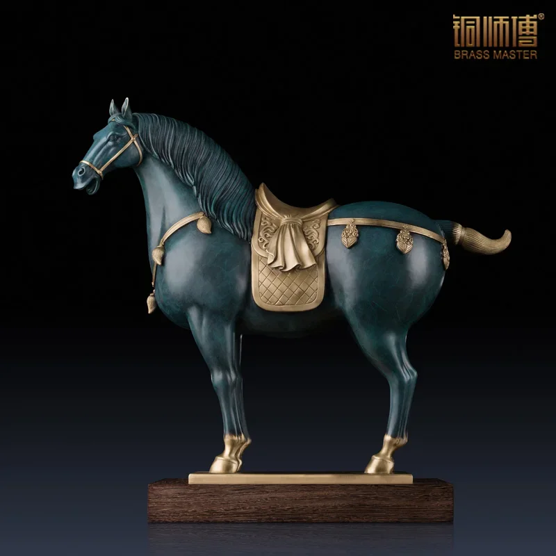 

Luxury Large Home Office Decoration Chinese Brass Copper Craft Tang Dynasty Horse Statue Business Gift