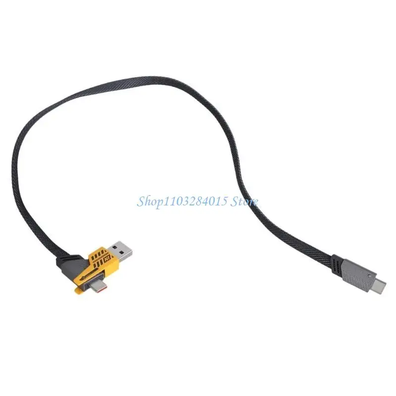 R6ff 9.8/19.6inch Long 65W Type C + USB إلى النوع C شحن الكابل 2 في 1 ذكر إلى ذكر مع شحن سريع و 480 ميغابت في الثانية بيانات #2