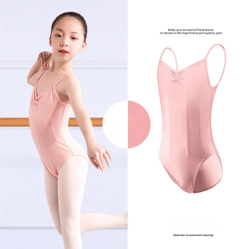 Ballet Leotard for Kids Girls Dance Camisole Pink Green Gymnastics Bodysuit Open Crotch Professional Ballet Costume