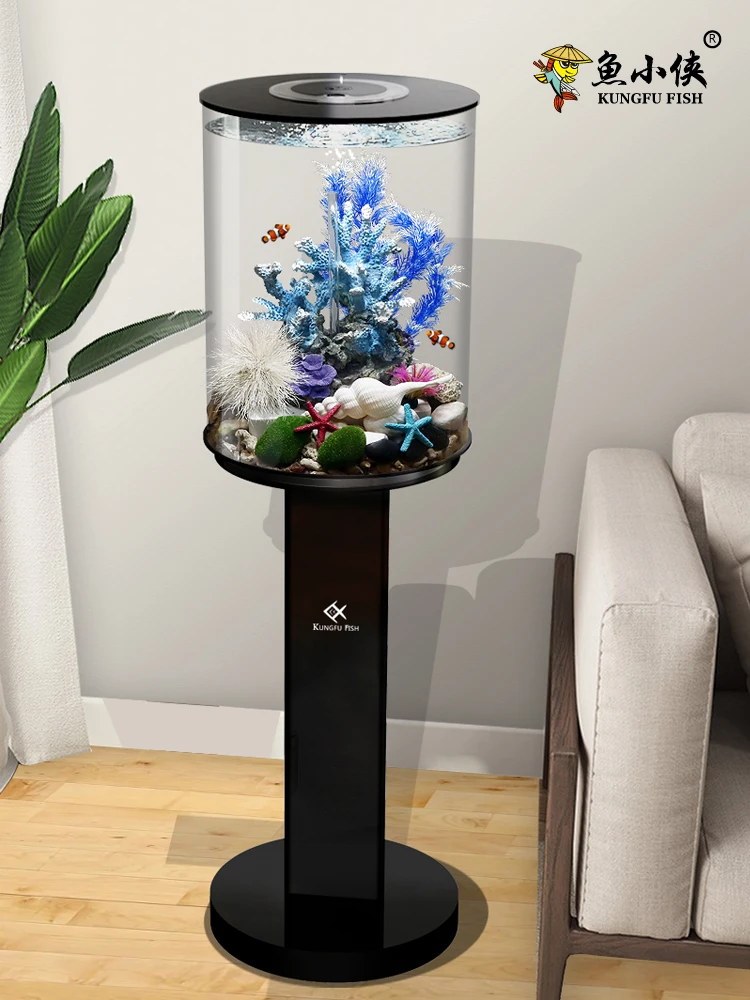 Wyj Small Household Fish Globe round Aerating Floor Aquarium