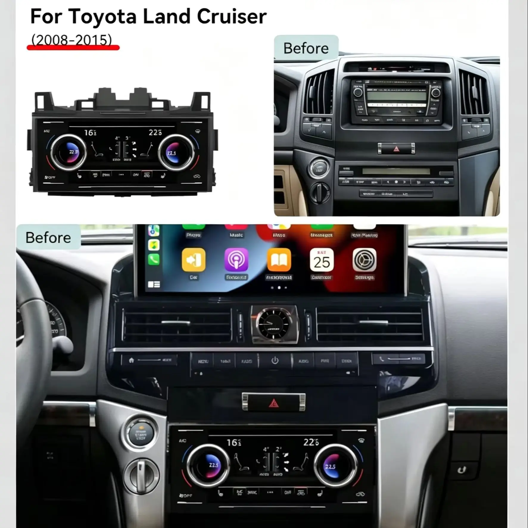 Auto Digital AC Climate For Toyota Land Cruiser LC200 2008-2021 LCD Control Panel Car Climate Control Display Replacement