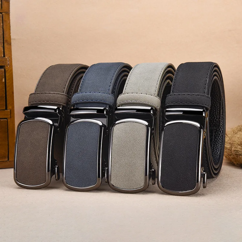 New Men's Leather Belt with A Premium Feel, Automatic Buckle, Suitable for Jeans, Business, and Casual Wear