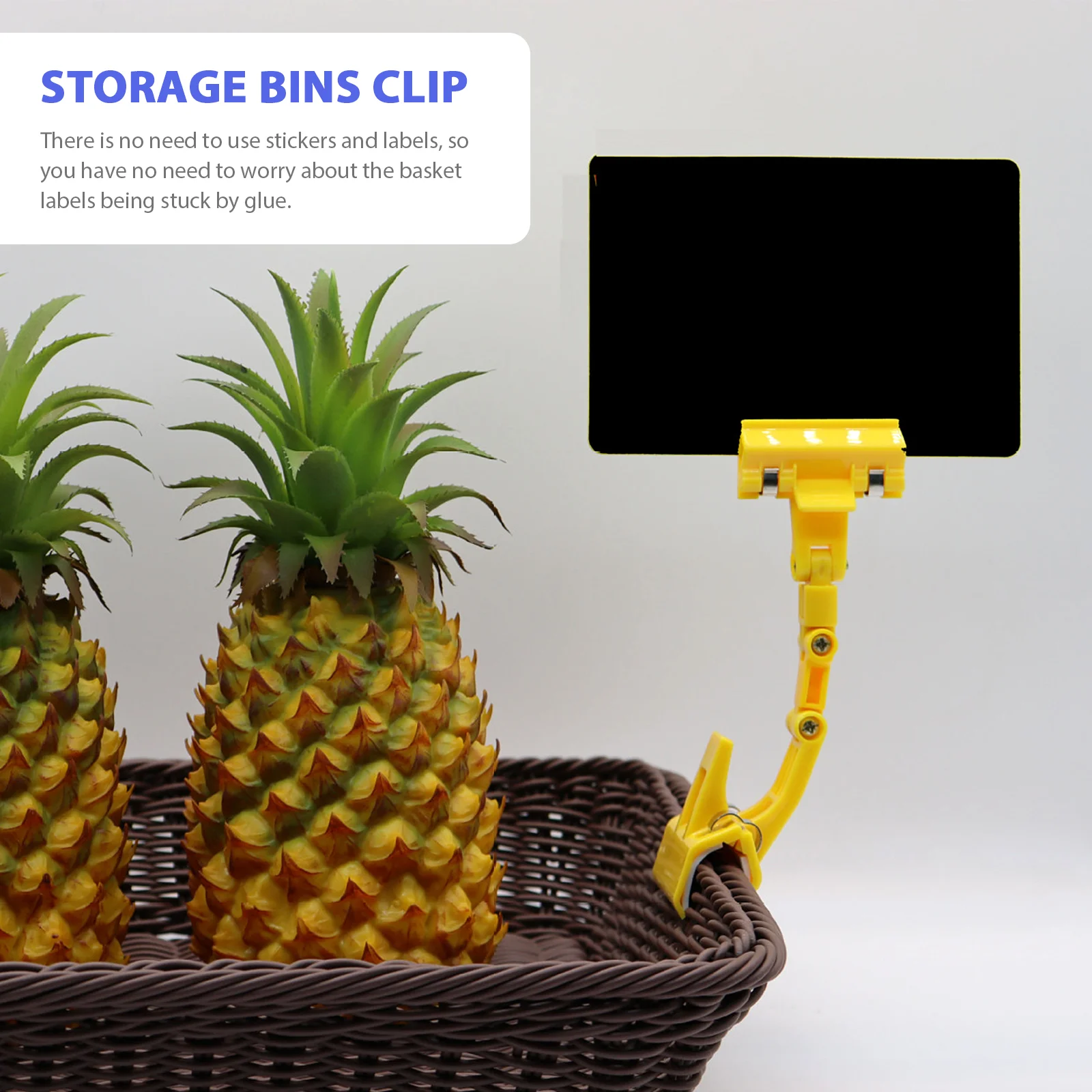 12 Pcs Hanging Label Holder Storage Bins Clip Tag Container Coaster Basket Clip-on Price Pvc Black Man Hamper