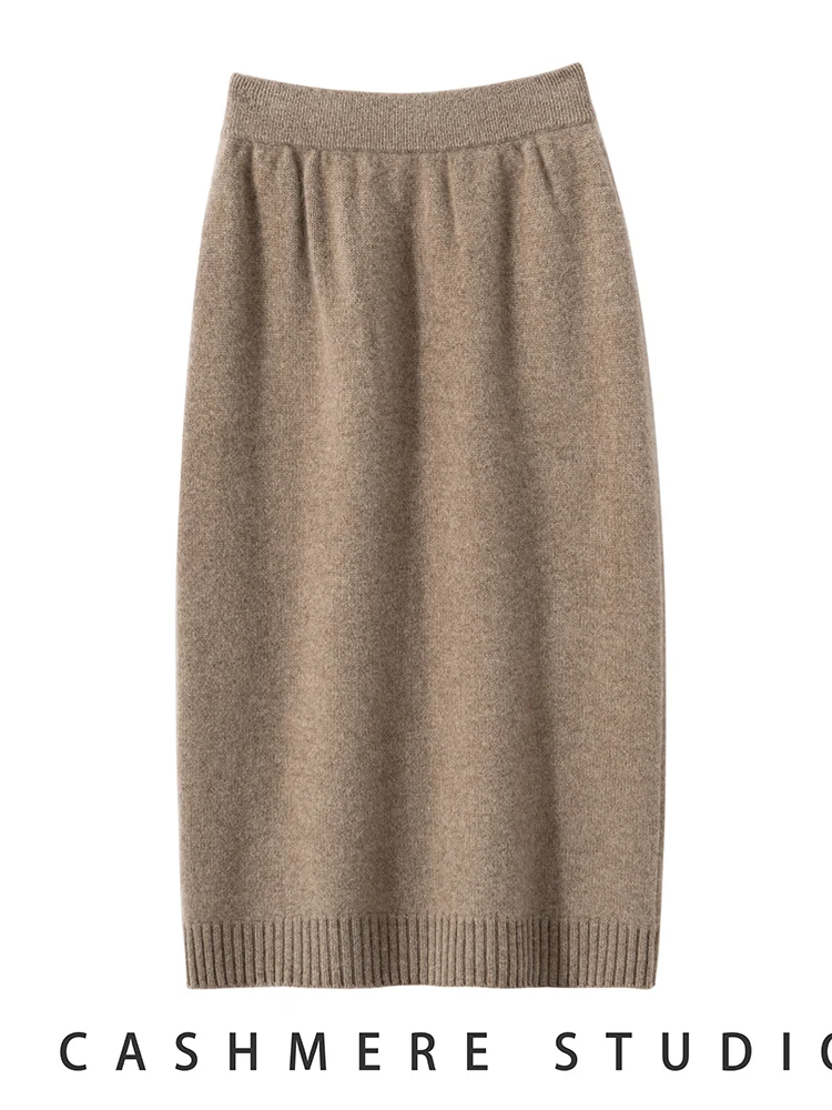 

High Quality Autumn Winter Women's Basic Skirts Thick Soft Warm 100% Cashmere Knitwear Grace Casual Retro Lazy Classic Versatile