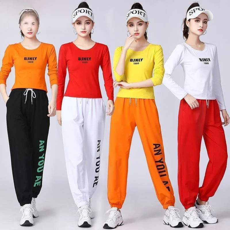 

New Square Dance Fitn Sports Clothing Cotton Dance Suit Set Women's Sle Summer ular Ghost Step Pure Cotton