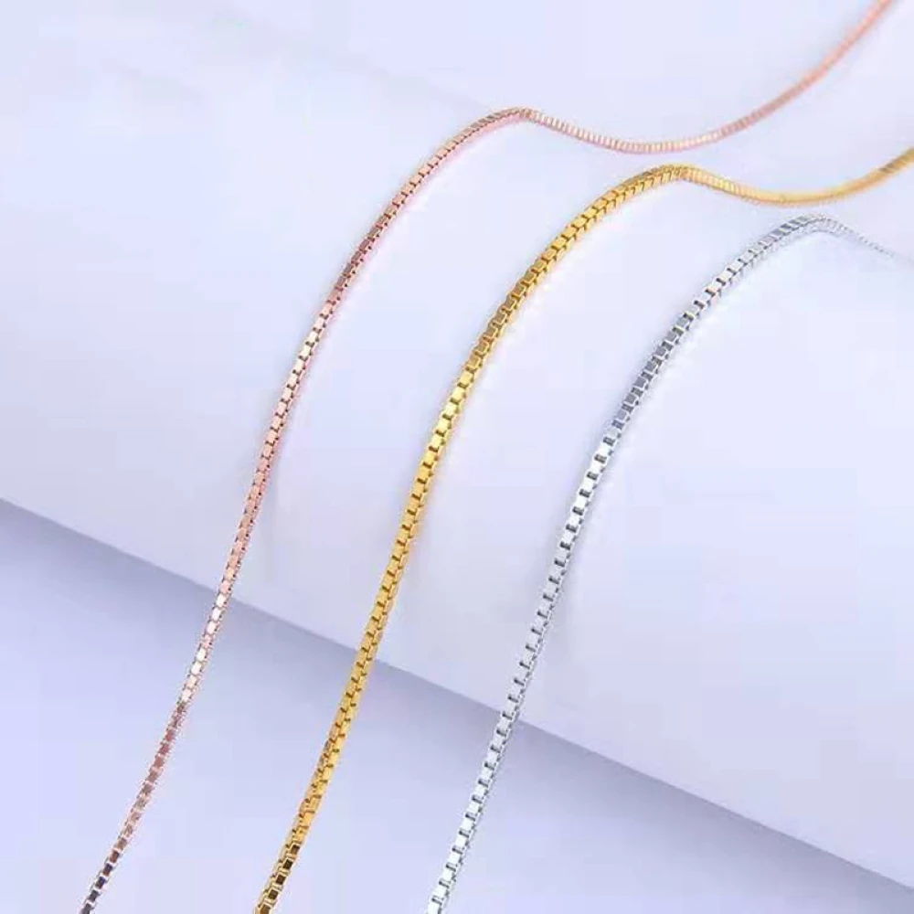 1.2/1.5mm Stainless Steel Gold Silver Color Thin Box Chain Necklace 51cm Length Women's Neck Jewelry Wholesale Drop Shipping