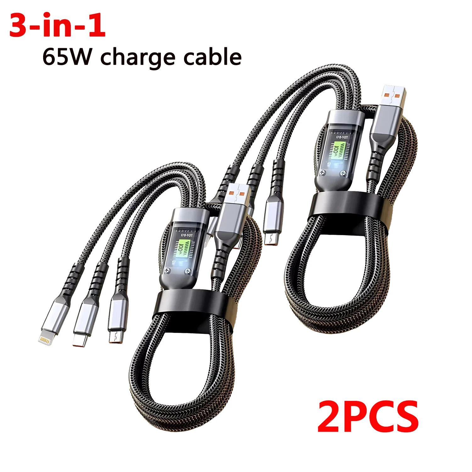 1/2/3 Uds 100W portátil 3 en 1 cable de carga USB para Iphone Samsung Huawei Xiaomi Cable de teléfono multipuerto