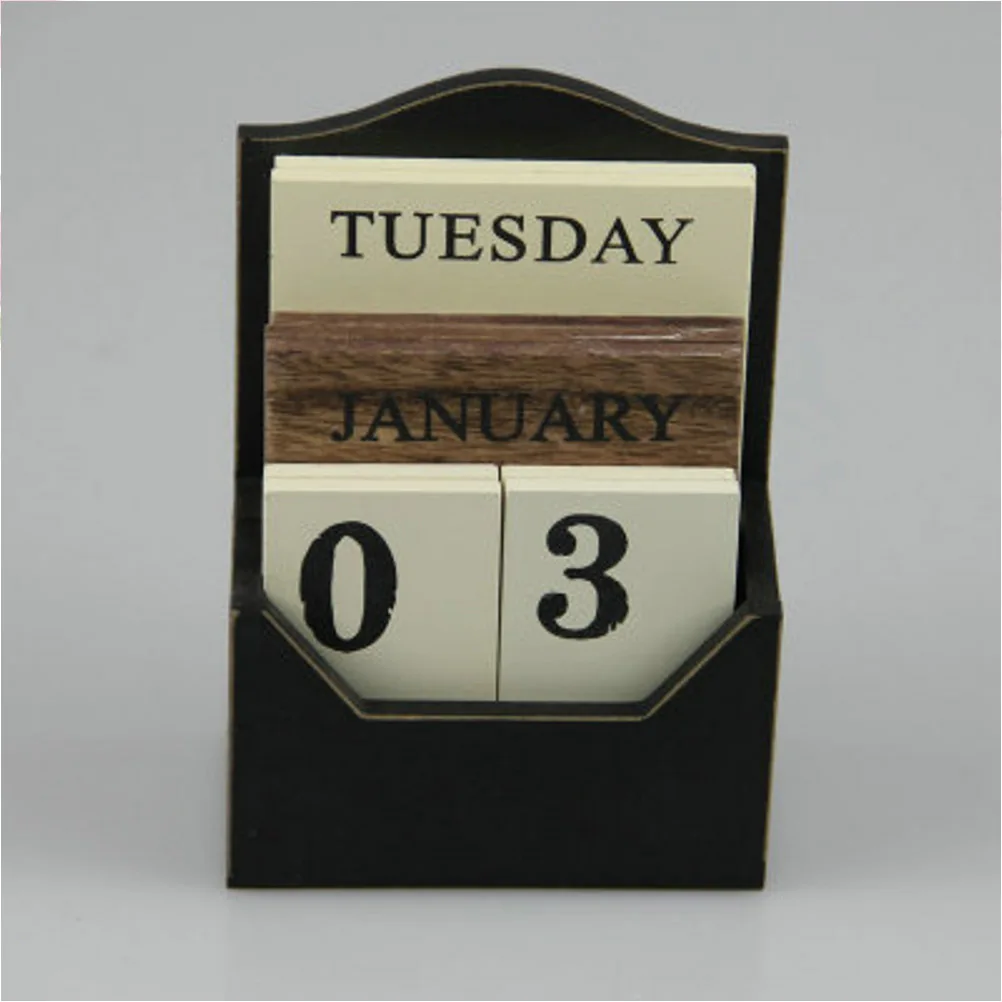 

Wooden Desk Calendar Vintage Perpetual Block Calendar Home Decor Office Table Top Planner For Cafe Restaurant Wooden