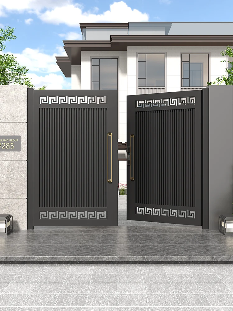 Premium Aluminum Alloy Electric Double Door for House Courtyard Rural SelfBuilt Home Garden Galvanized Gate