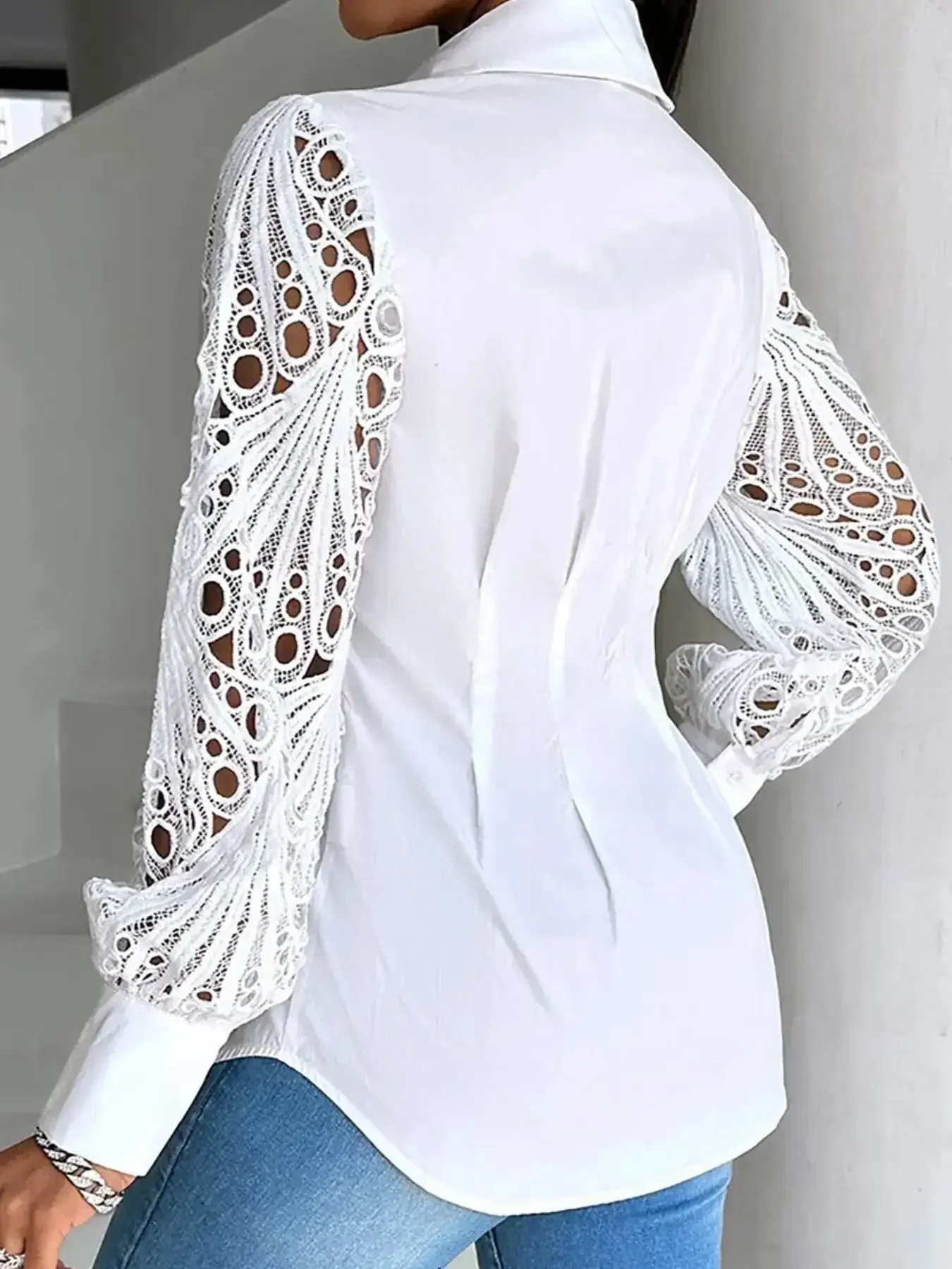 Plus ขนาด 1XL-5XL ผู้หญิงสีทึบ Turndown Collar เสื้อสุภาพสตรีเสื้อแขนยาวลําลองปุ่มหลวมเสื้อลําลองด้านบน