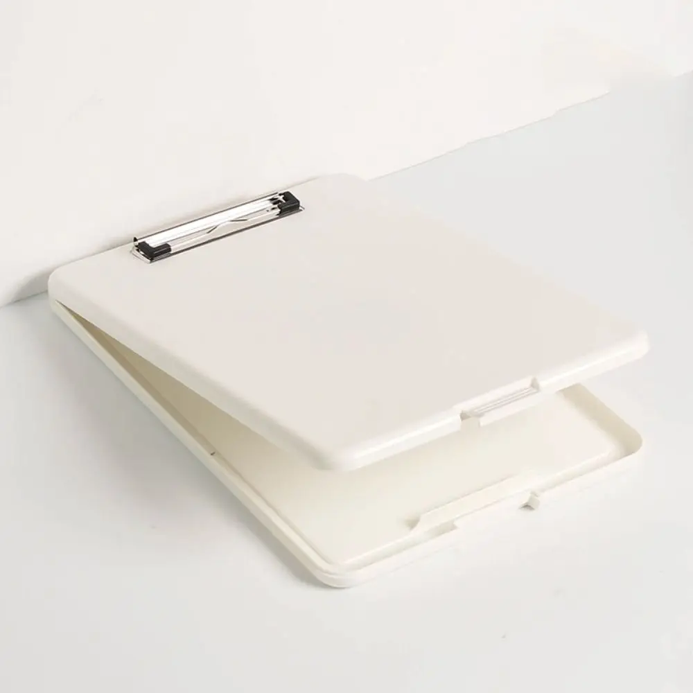 Vertical Opening A4 File Folder Plastic Candy Color Test Paper Storage Box with Metal Clip Writing Board Clipboard Writing Pad