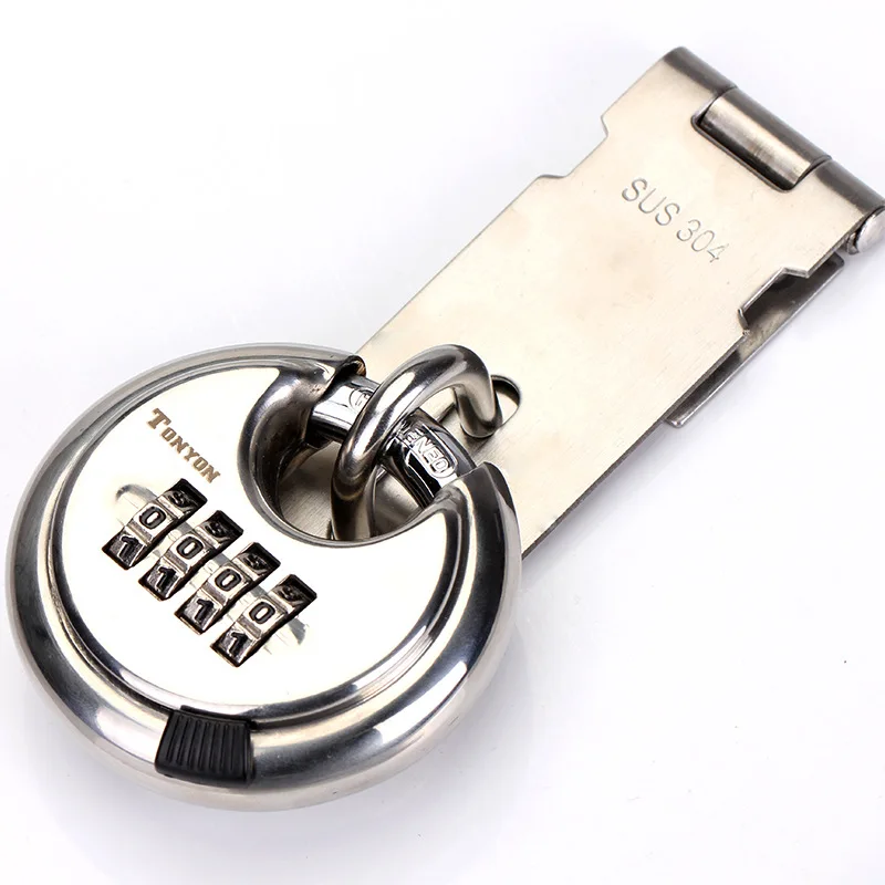 Stainless Steel Discus 4 Digit Combination Padlock Waterproof Rustproof Storage Lock for Shed Toolbox Gate Fence Garage Sliver ﻿