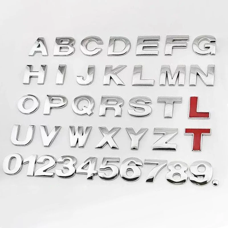 3D Metal 45mm 25mm Litery Samochodowe Alfabet Emblemat Numery Chromowane Etykiety Naklejka Samochodowa Logo Bagażnika Litery Emblemat Dla Toyota Hyundai