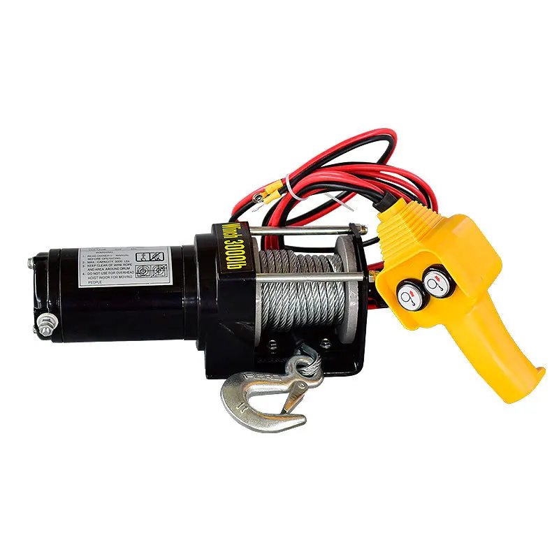 Car Electric Winch 12V 24V Off-road Vehicle Self-rescue Winch Household Portable Car Small Crane Trailer Crane Traction Lifting