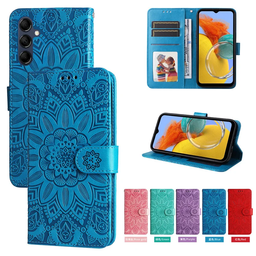 Mandala Sunflower Flip Leather Phone Case For Redmi A1 A2 Plus 9 10 A C 11A 12C Power Prime K40S K40 Pro Wallet Book Cover