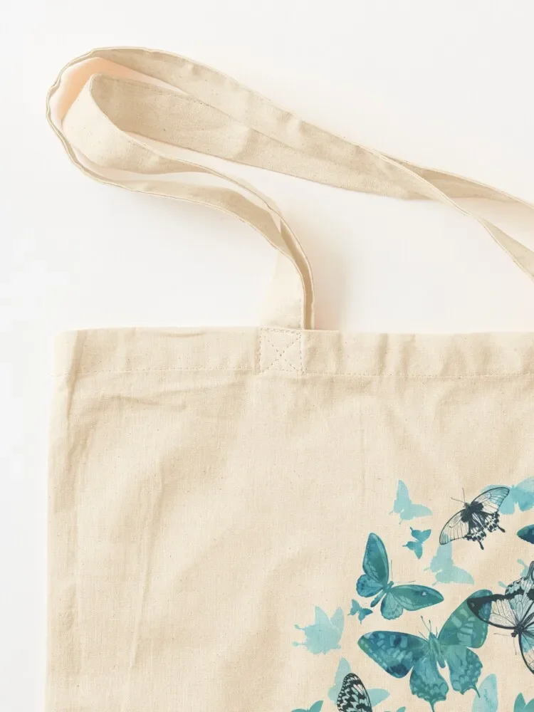 Butterfly glow in turquoise blue Tote Bag women bag shopping trolley bag shopping supermarket folding #3