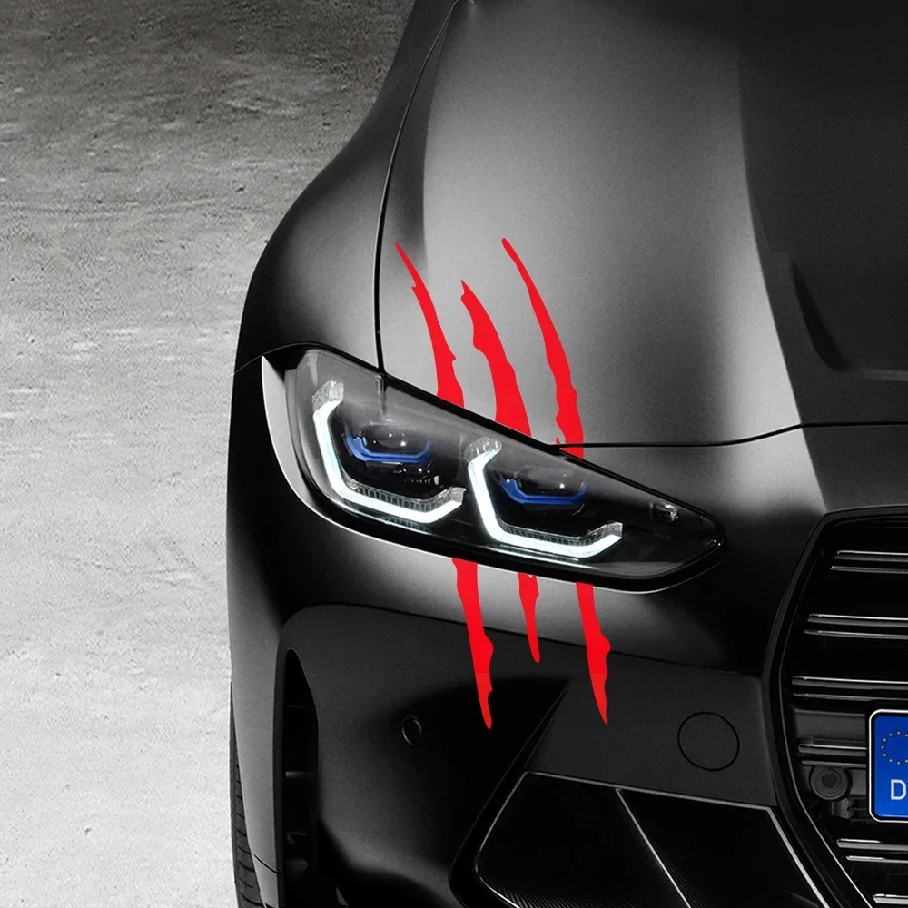 

2PCS Car Headlight Claws Marks Sticker Door Clutches of Ghost Headlamp Vinyl Decals Monster Paw Scratches for Trucks Vans Pickup