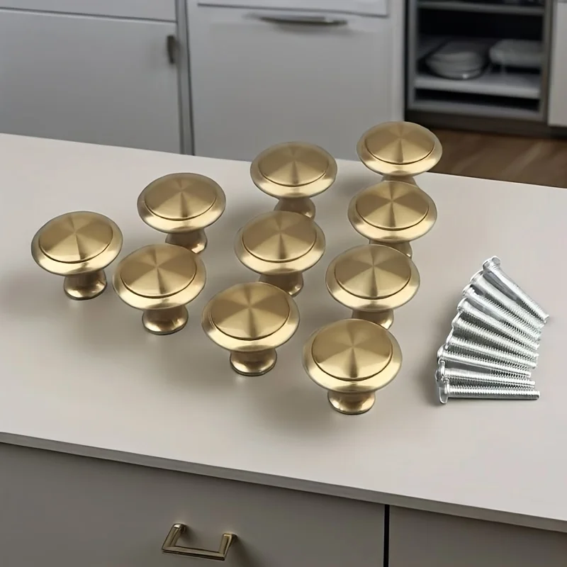 8 Uds. Tirador de un solo orificio para cajón de gabinete Simple dorado, puerta de armario, muebles redondos, manija pequeña