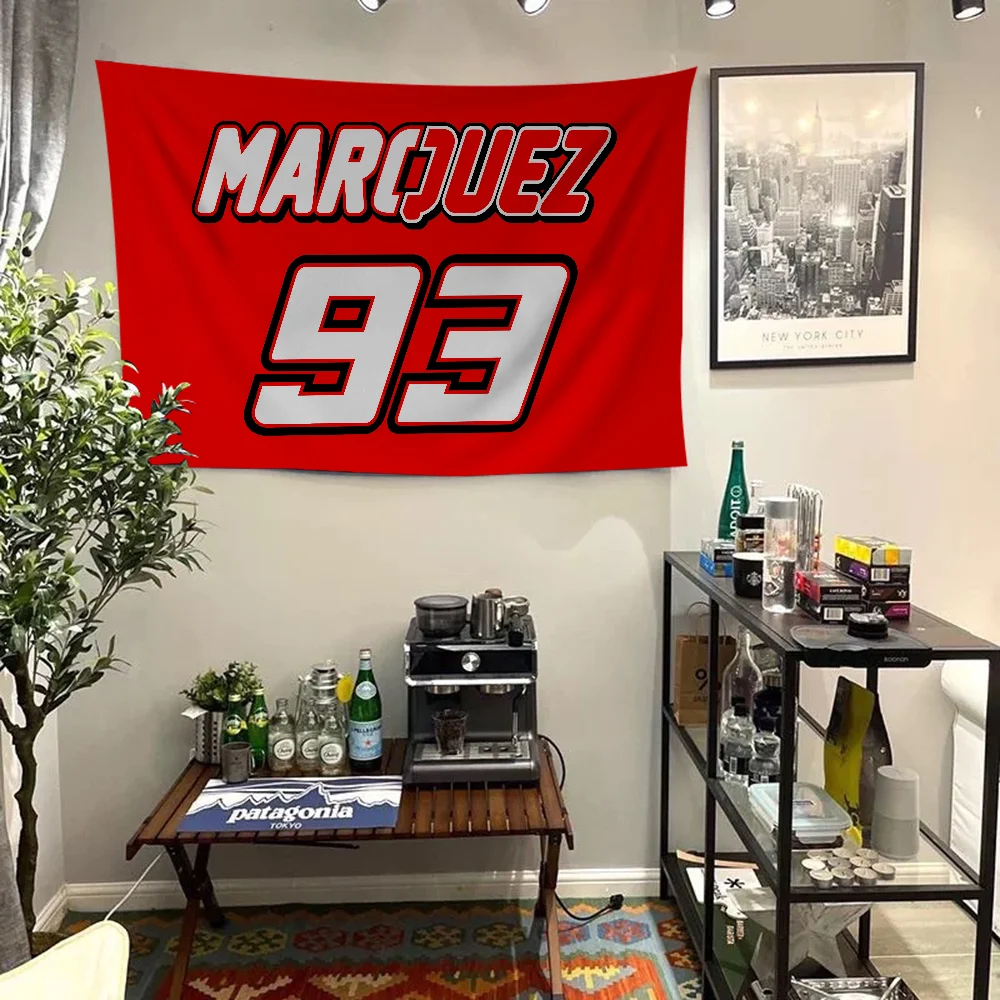 M-Marquez 93 أنيمي الرسم البياني العلم لغرفة المعيشة المنزل النوم ديكور فني ديكور راية #2