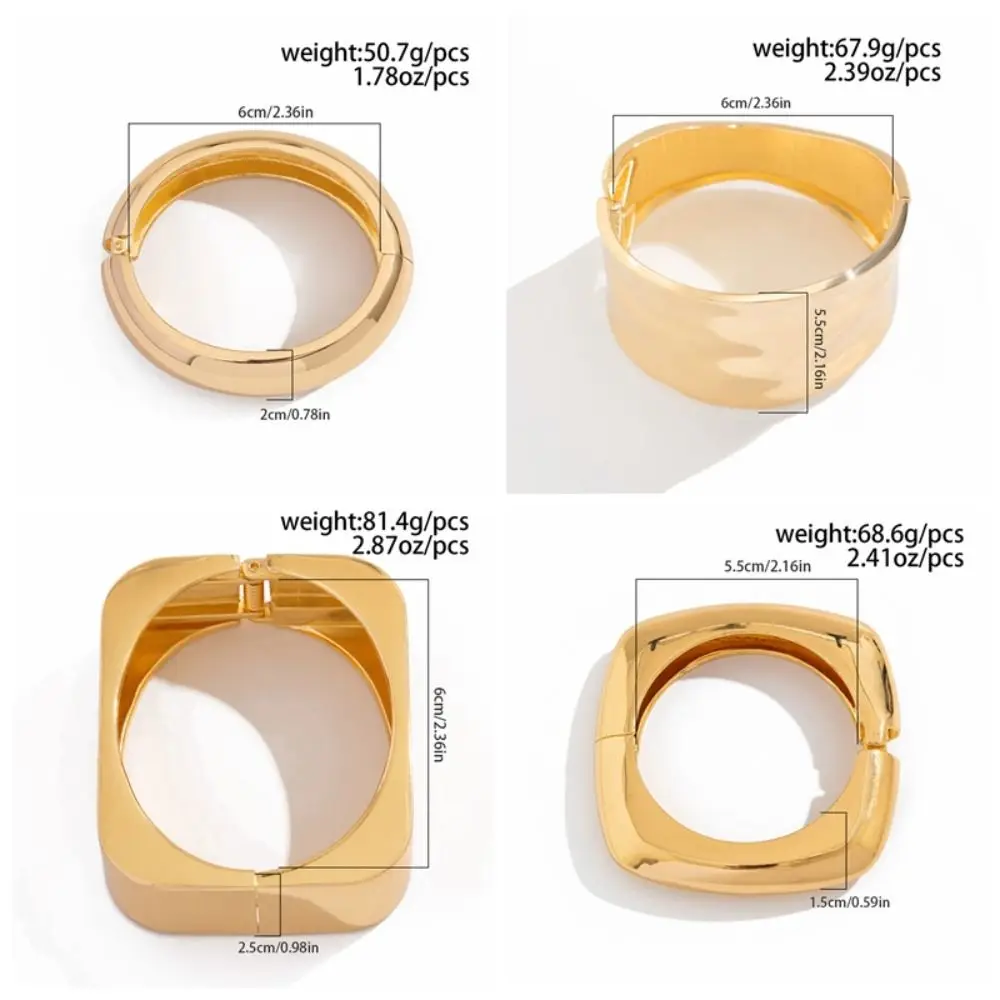 الذهب بسيط هندسية الكفة أساور أسلوب فاسق العصرية أساور معدنية السلس الملمس الهيب هوب مربع سلسلة اليد الرجال #6