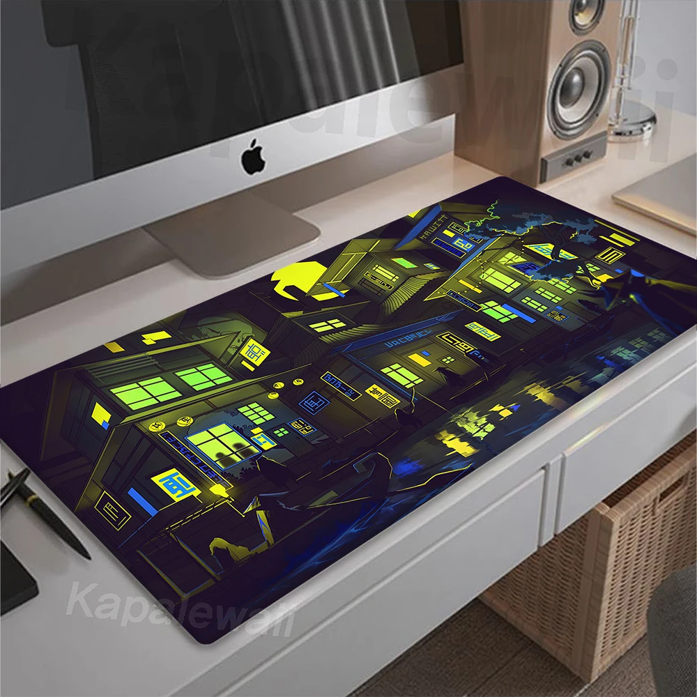 Gaming Pixel Japan Street Mause Pad Computer Neon Mouse Mat Gamer XXL Large Mousepad Speed Keyboard Pads Office Desk Mat