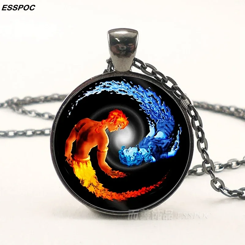 Phoenix collana Steampunk Yin Yang albero della vita pendente Cabochon in vetro collana a catena nera uomo donna accessori moda regali