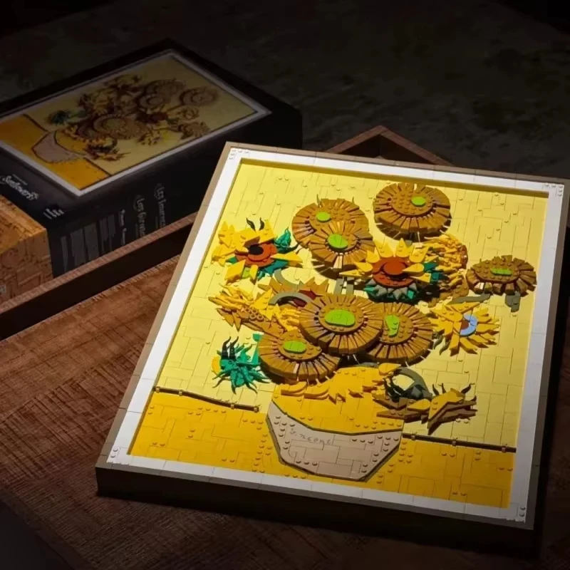 

New sunflower world-famous art painting model building blocks creative decoration gift toy