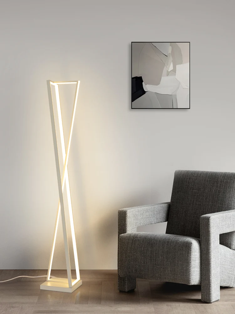 

Modern Black White Geometry Led Floor Lamp Living Room Standing Lights Home Decor Bedroom Bedside Light Dimmable Floor Lighting