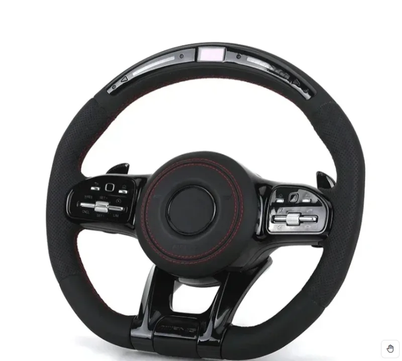 Customized Gloss Black Carbon Fiber Shift Paddle Alcantara Leather Steering Wheel for Cls63 GLB Sl R230 W210 W220