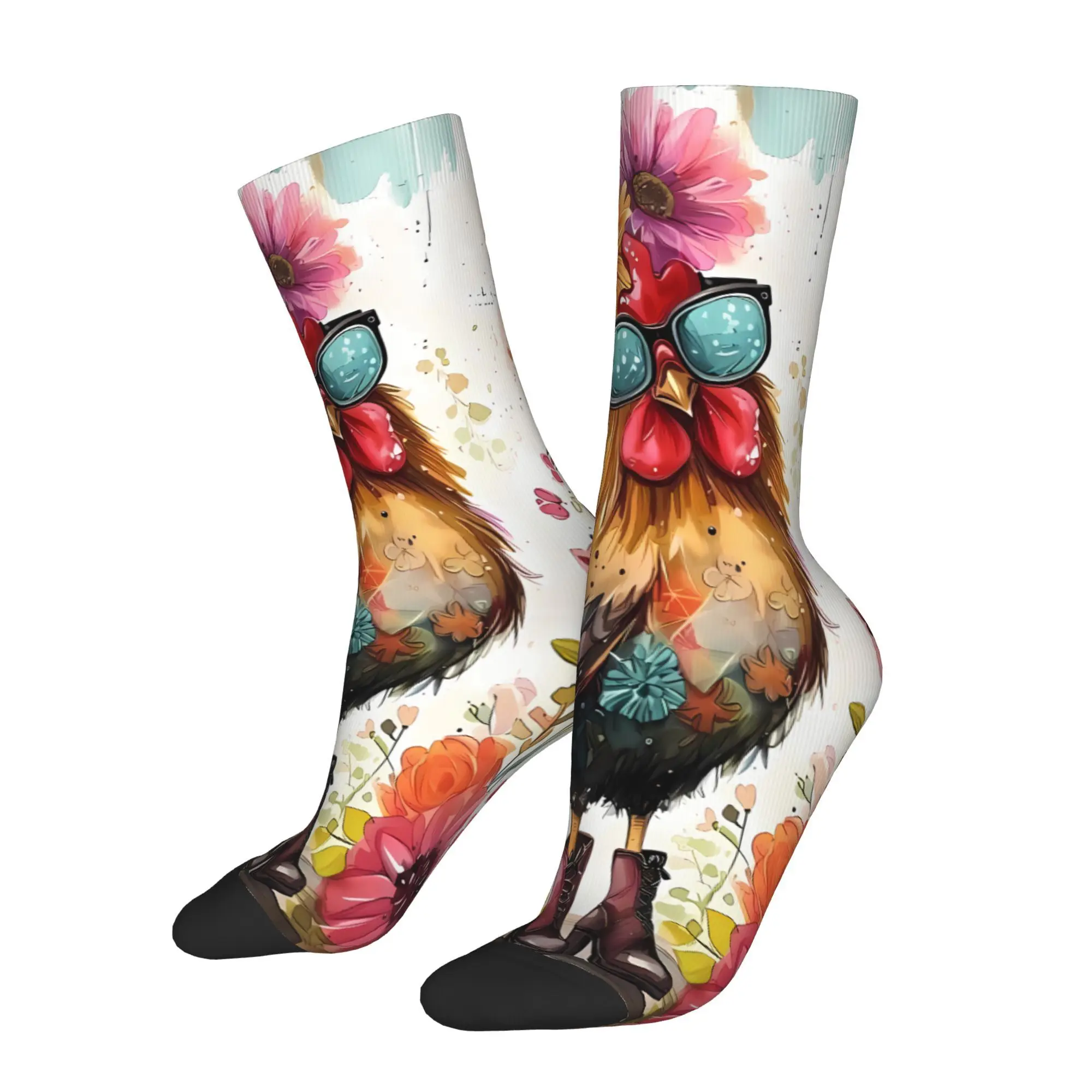 

Cool Sunglasses Flower Chicken Sock Printed Man Polyester Fashion