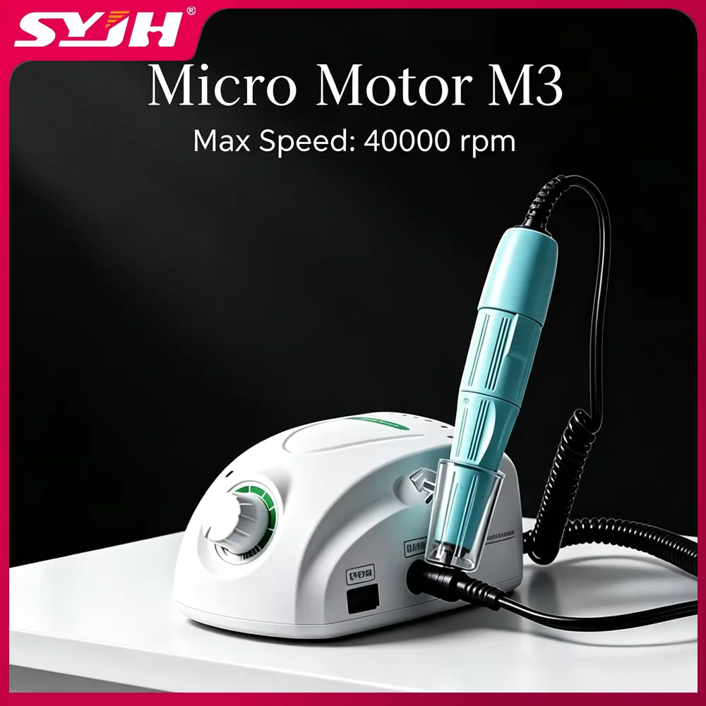 SYJH M3 Dental Micromotor 35000-40000rpm Polishing Machine with Handle Carbon Brushes Control Box for Denture Tooth Model