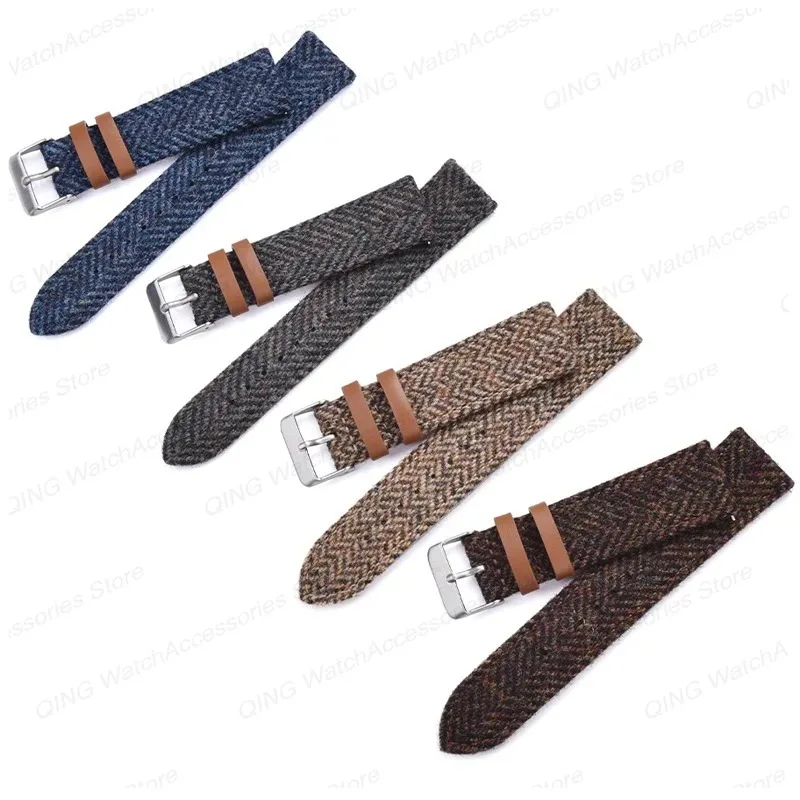 18/20/22mm Nylon Geniune Leather Wrist Strap Vintage Watchband Business Universal Quick Release Men Bracelet for Seiko for Omega