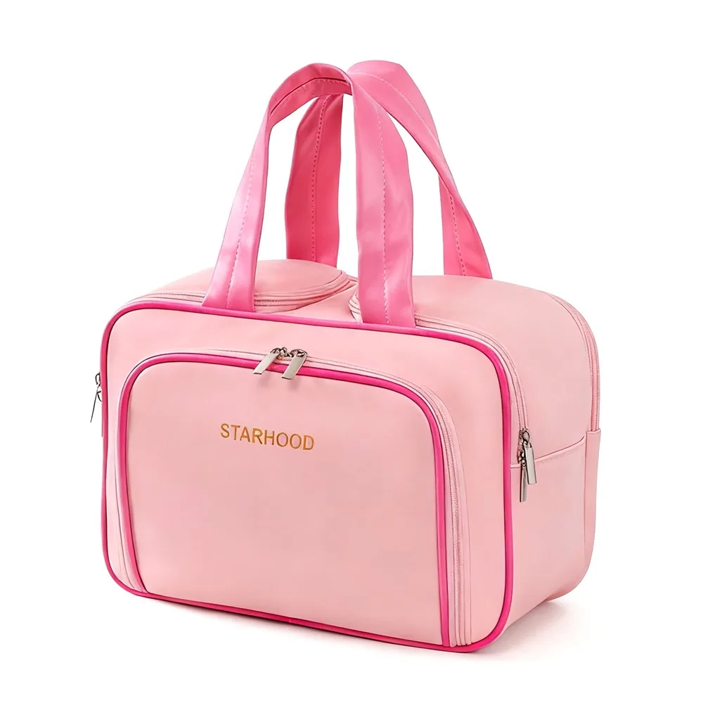 Large Capacity Cosmetic Bag Waterproof Handheld Toiletry Bag Multi-compartment Makeup Organizer Makeup Storage Bag Gym Swimming