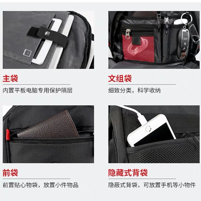 Schweizer Taschenmesser-Rucksack für Männer, Oberstufenschüler, Oxford-Stoff Business-Reiserucksack, Tasche, Computertasche – Detail 4