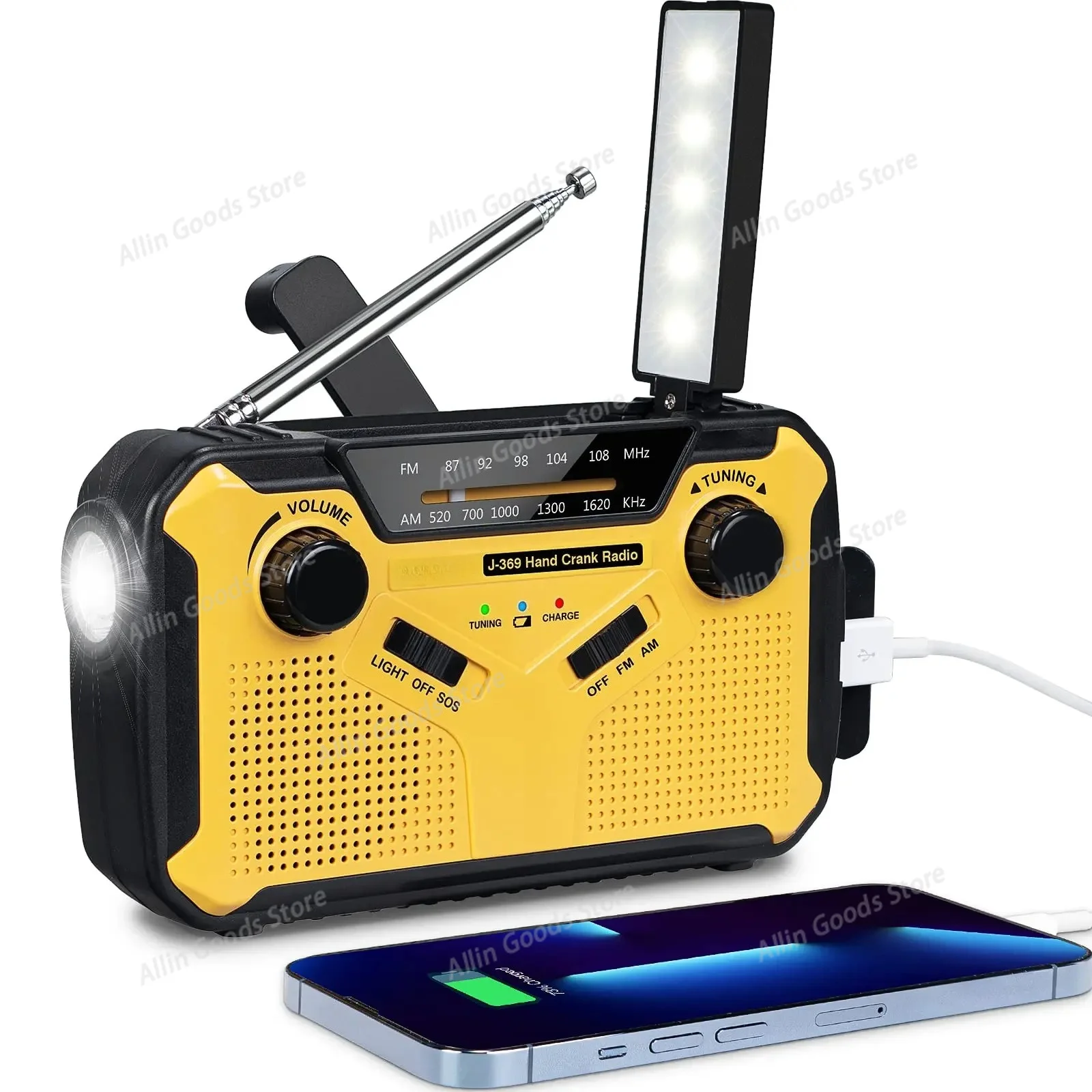 Emergency Radio AM/FM Portable Radio Hand Crank USB AA Batteries Rechargeable Torch Reading Lamp Outdoor Portable