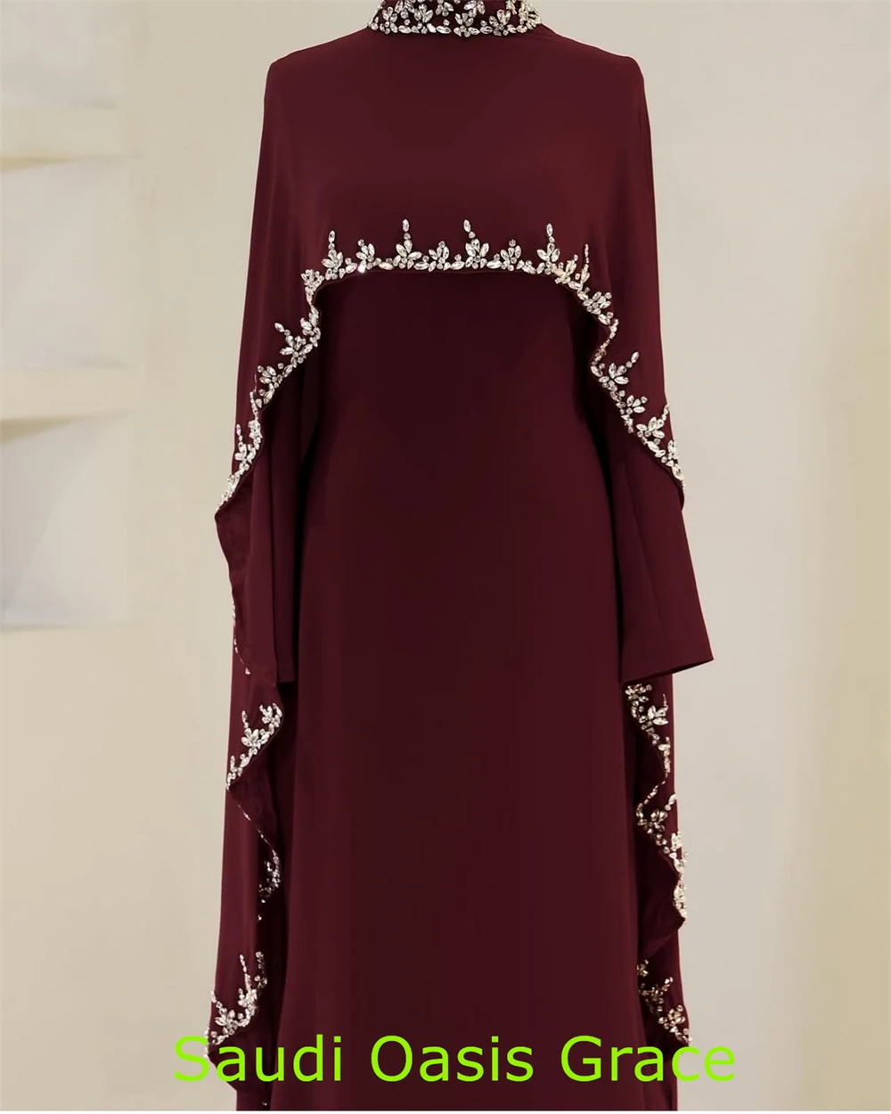 customizedCustomized Delicate Jersey Evening Dress Temperament Crew Neck Long Sleeves Party Dress Exquisite Floor Length Celebri image 4