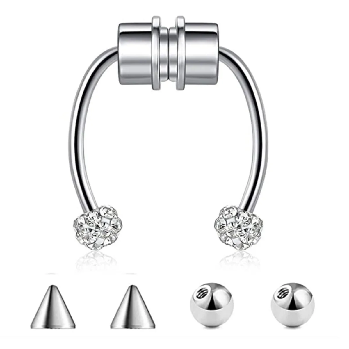 Fake Piercing Nose Ring Hoop Septum Non Piercing Nose Clip Rock HipHoop Stainless Steel Magnet Fashion Punk Body Jewelry Unisex view 2