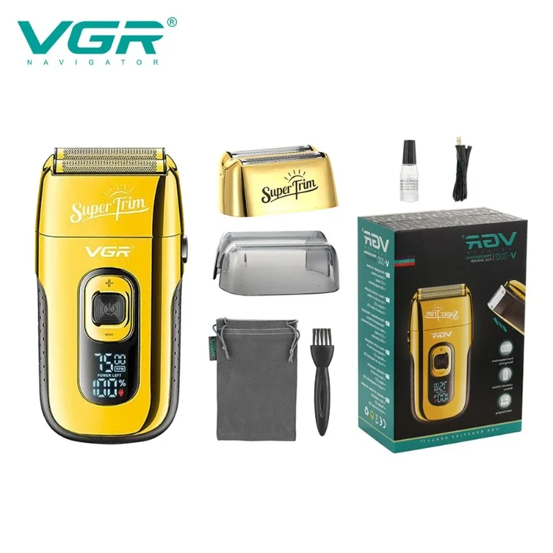 VGR Shaver Professional Razor Rechargeable Beard Clipper Trimmer Portable Shaving Machine Digital Display for Shaving Men V-332