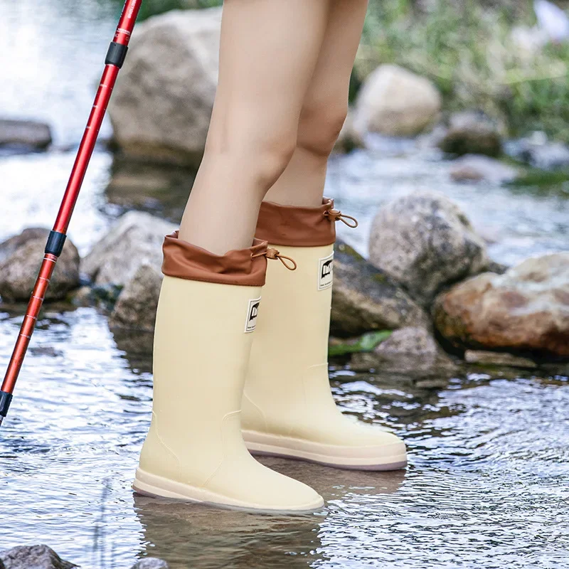 Lovers Black Rain Boots Men Long Anti Slip Waterproof Rubber Shoes Car Wash Water Shoes for Fishing Husband Work Rubber Boots