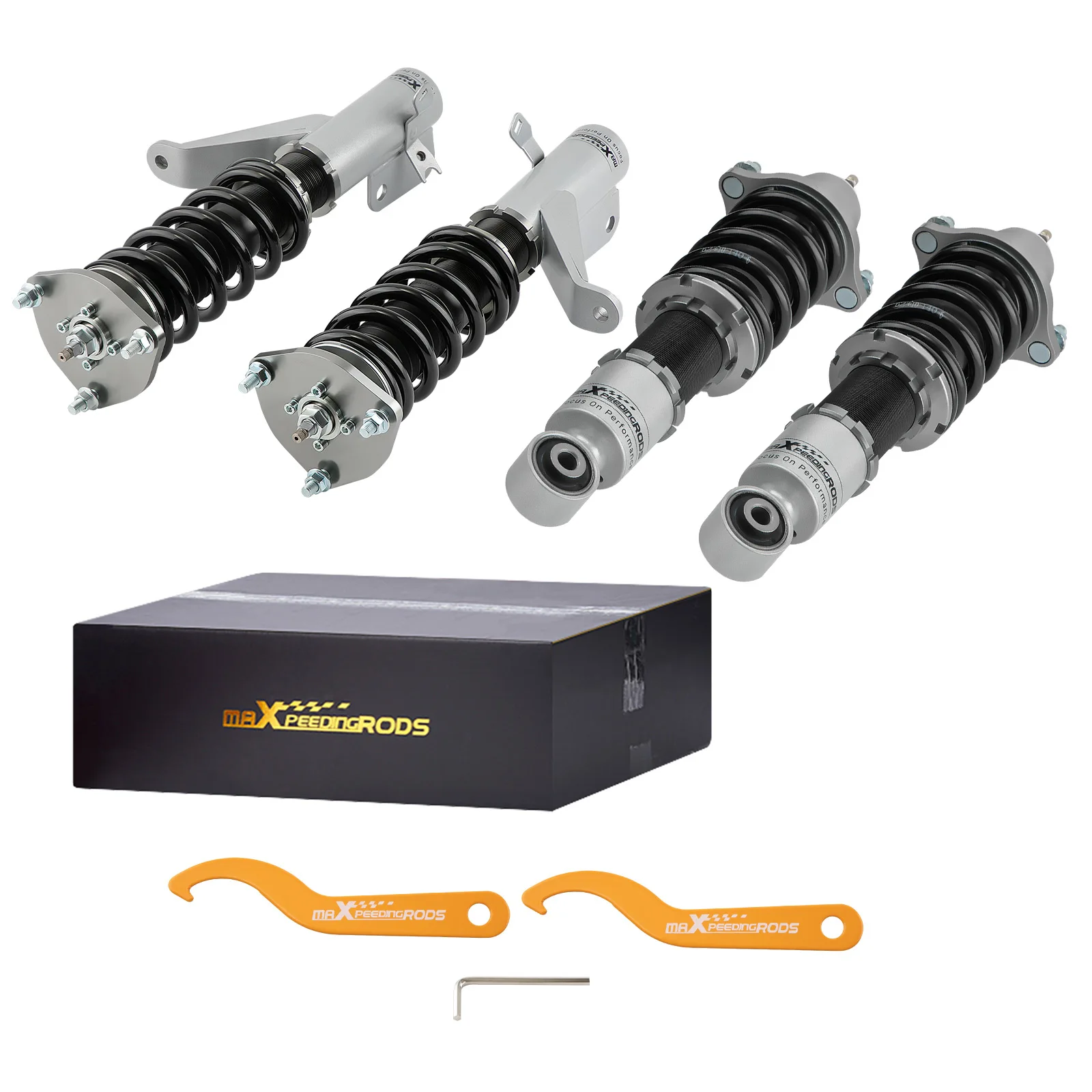 Maxpeedingrods Coilovers For Honda Civic 7th Gen 01-05 Adjustable Damper Silver	Damper Coilovers Shock Absorber Coilover