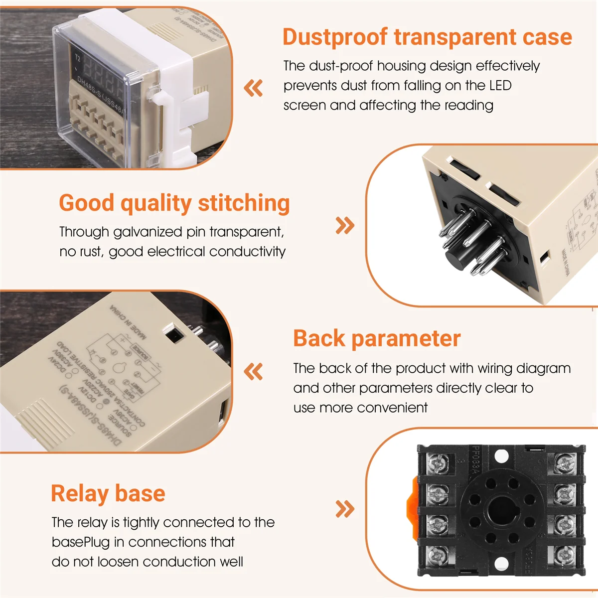Outil de dispositif de relais à Double retard Programmable AC 220V 5A DH48S-S
