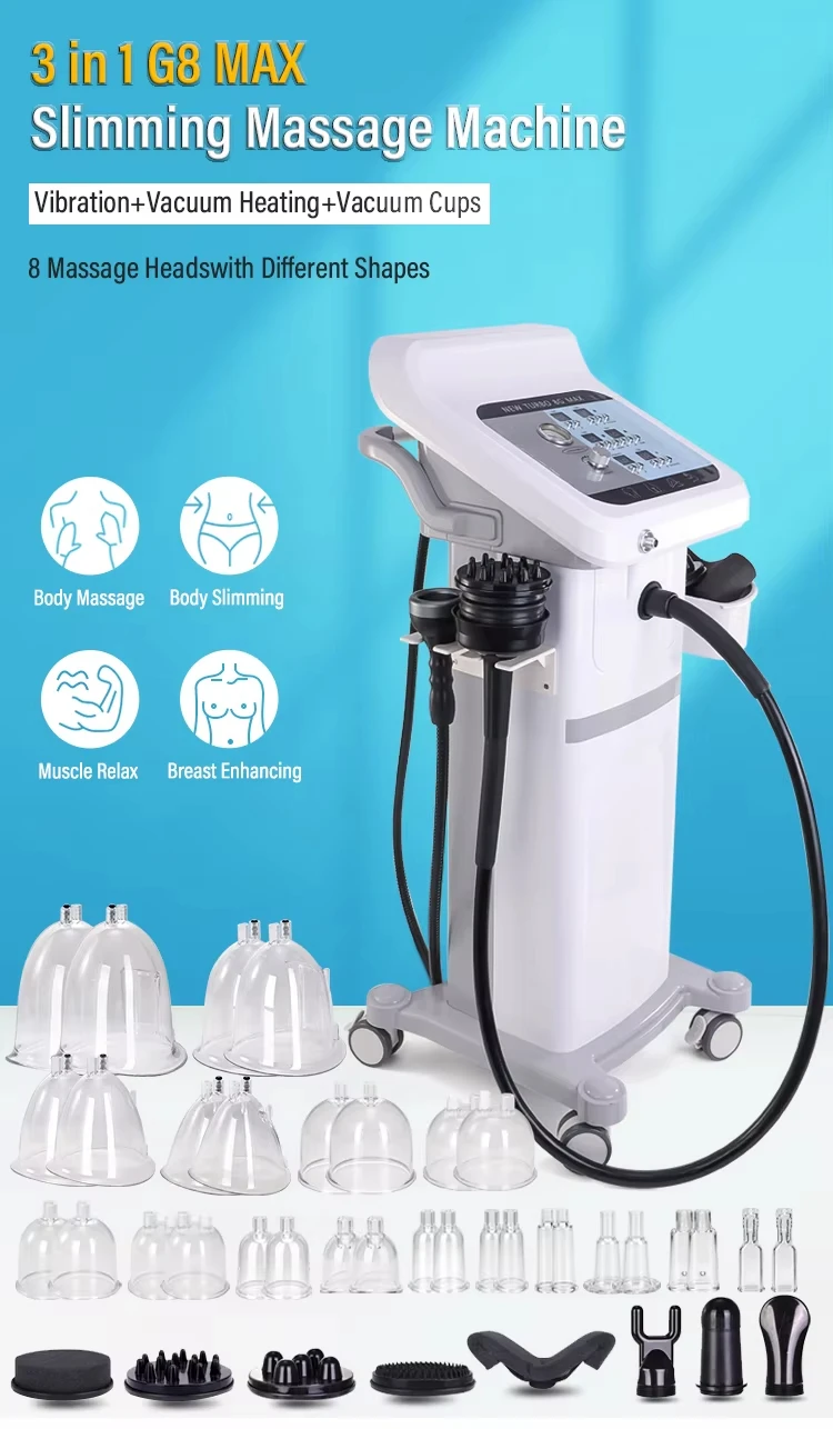 2025 3 في 1 G8 التخسيس شفط الدهون تعزيز الثدي الورك رفع آلة تشكيل الجسم تدليك الاهتزاز
