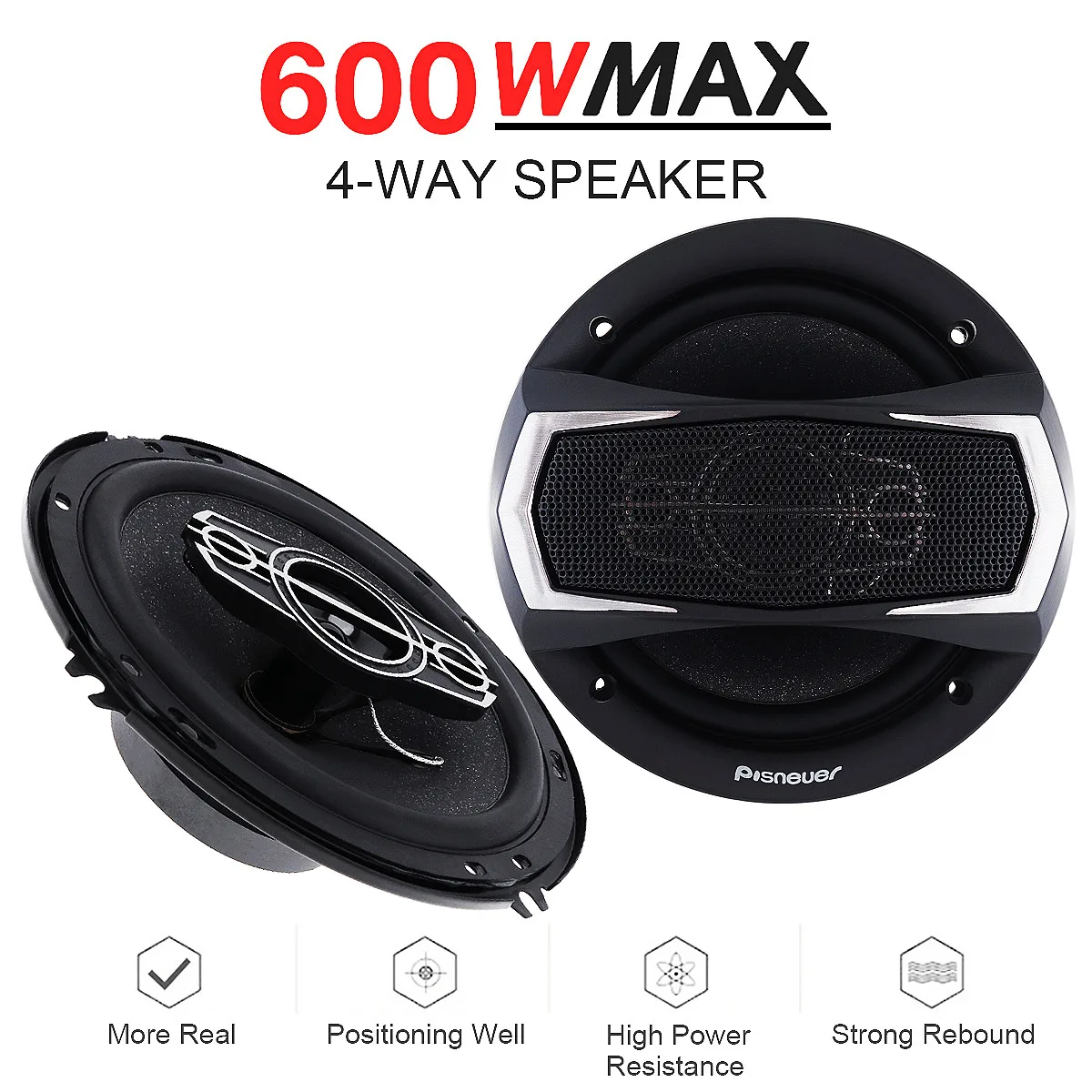 

2pcs 6 Inch 12V 600W 4 Way Car Coaxial Auto Music Stereo Full Range Frequency Hifi Speakers Non-destructive Installation