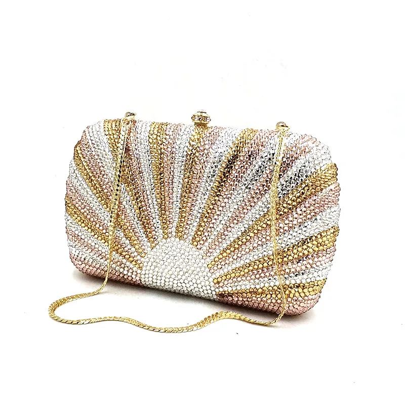 

Top design Bridal wedding party purses women evening party luxury diamonds rainbow crystal clutches elegant purses