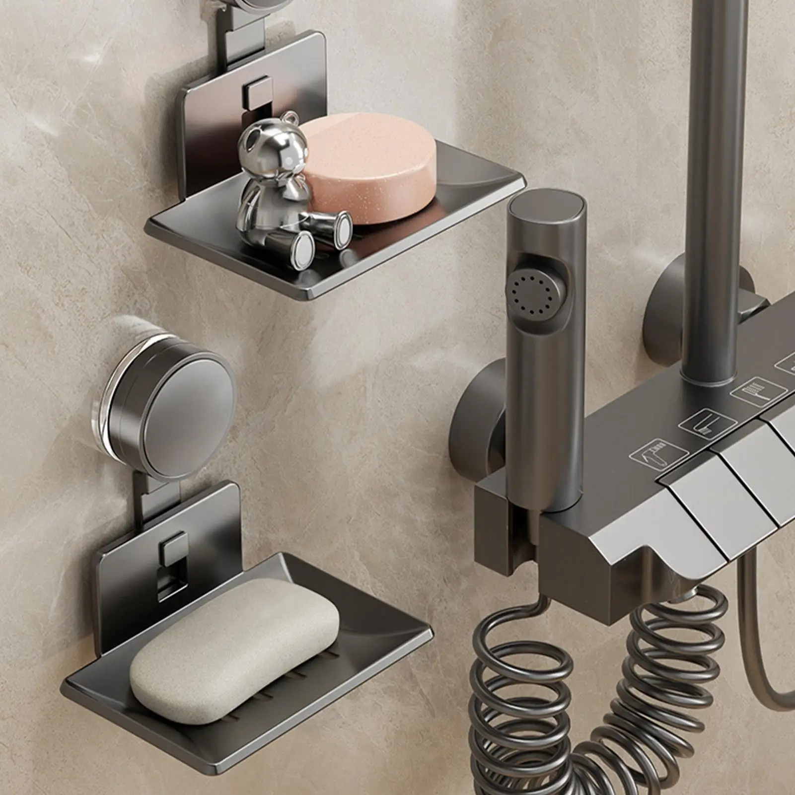 Suction Soap Holder Self Draining Wall Mounted Waterproof Wall Suction Soap Box For Home Bathroom Laundry Room Kitchen Dormitory